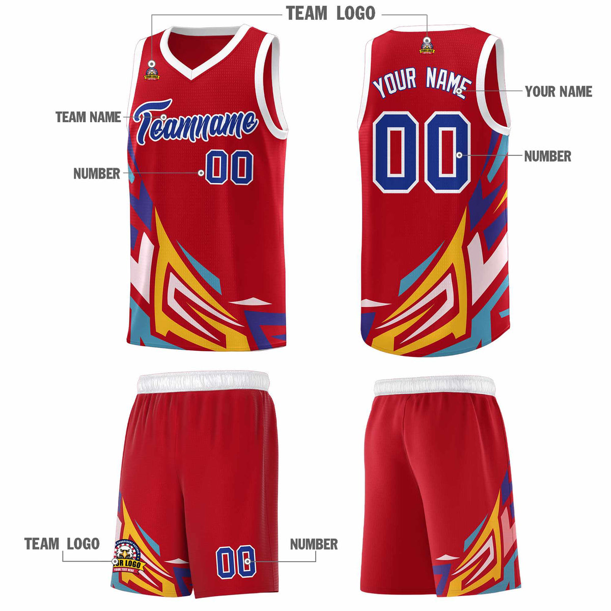 Custom Red Gradient Graffiti Pattern Sports Uniform Basketball Jersey