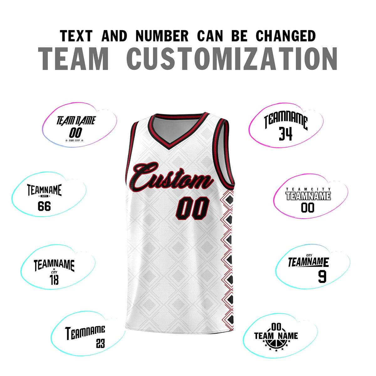 Custom White Side Blocks Sports Uniform Basketball Jersey