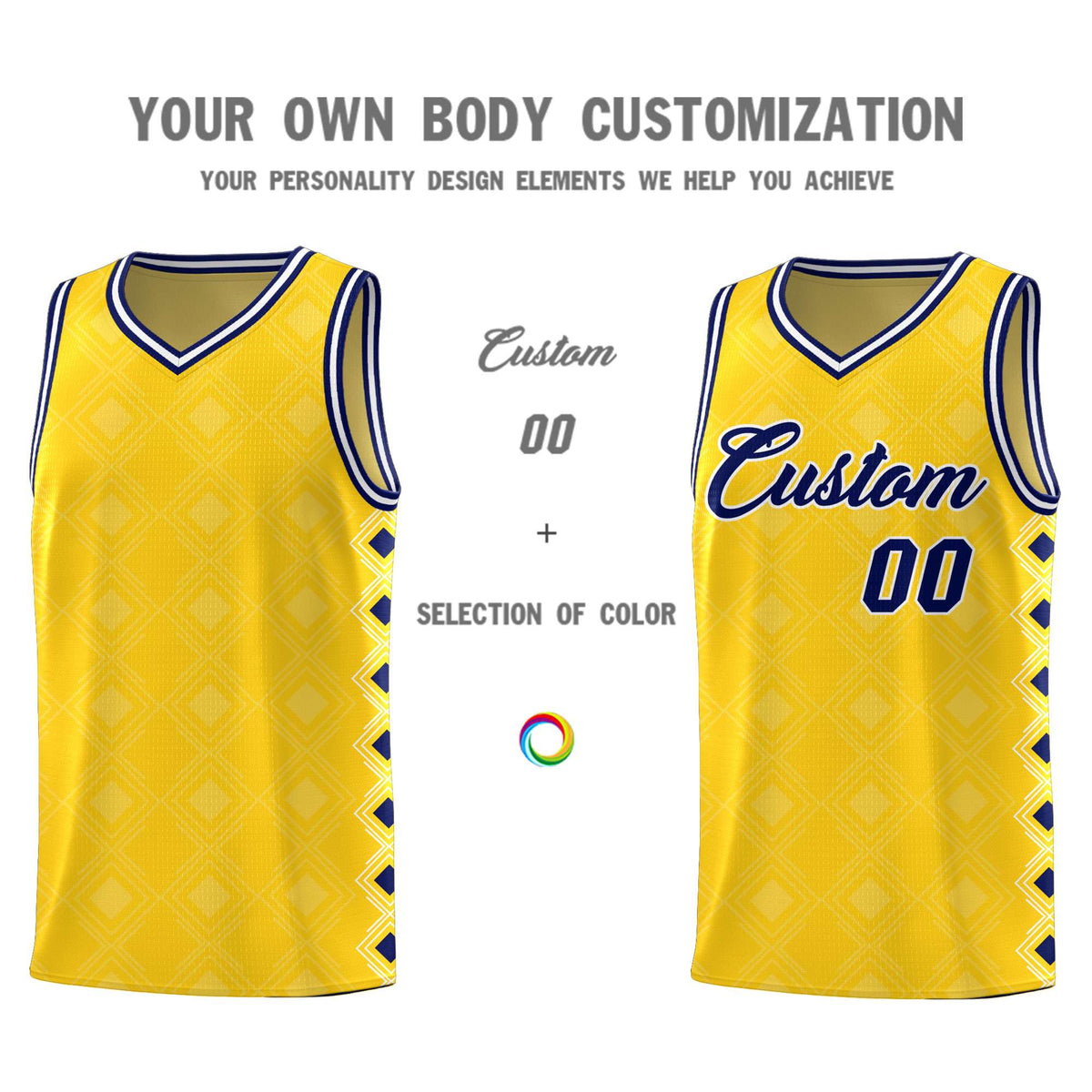 Custom Gold Side Blocks Sports Uniform Basketball Jersey