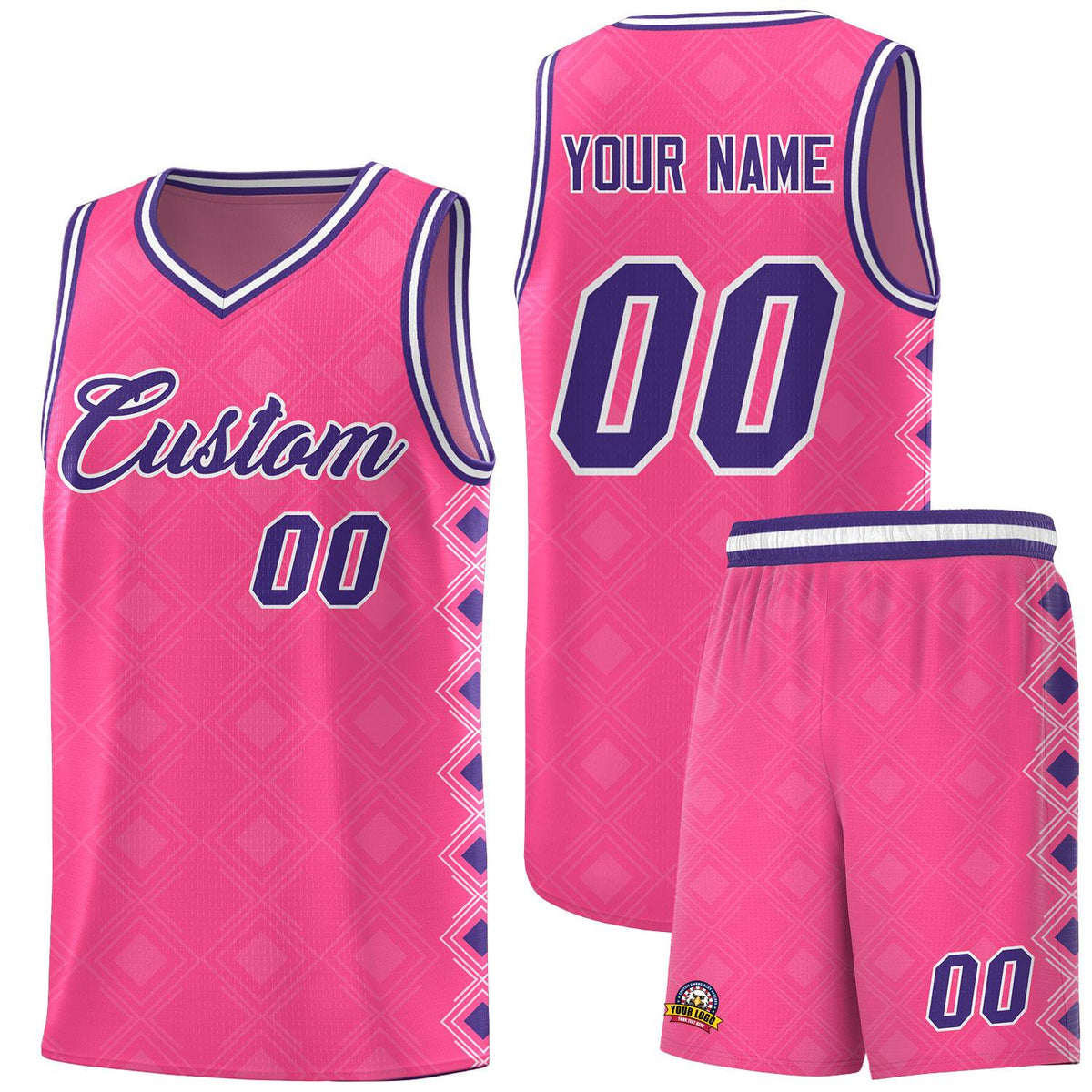 Custom Pink Side Blocks Sports Uniform Basketball Jersey
