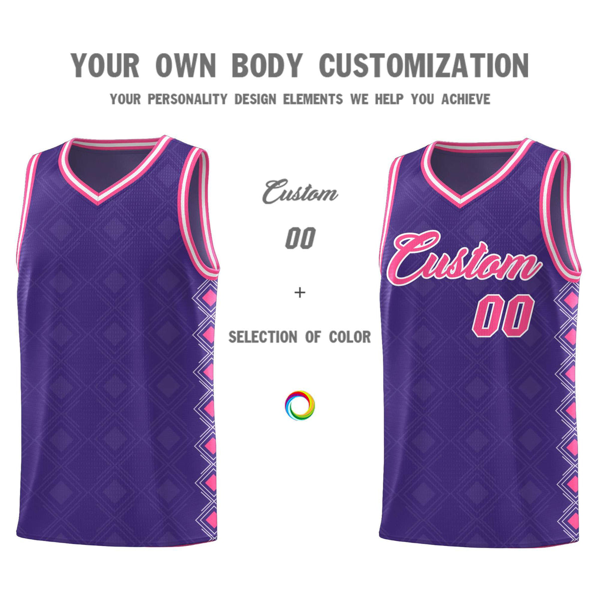 Custom Purple Side Blocks Sports Uniform Basketball Jersey