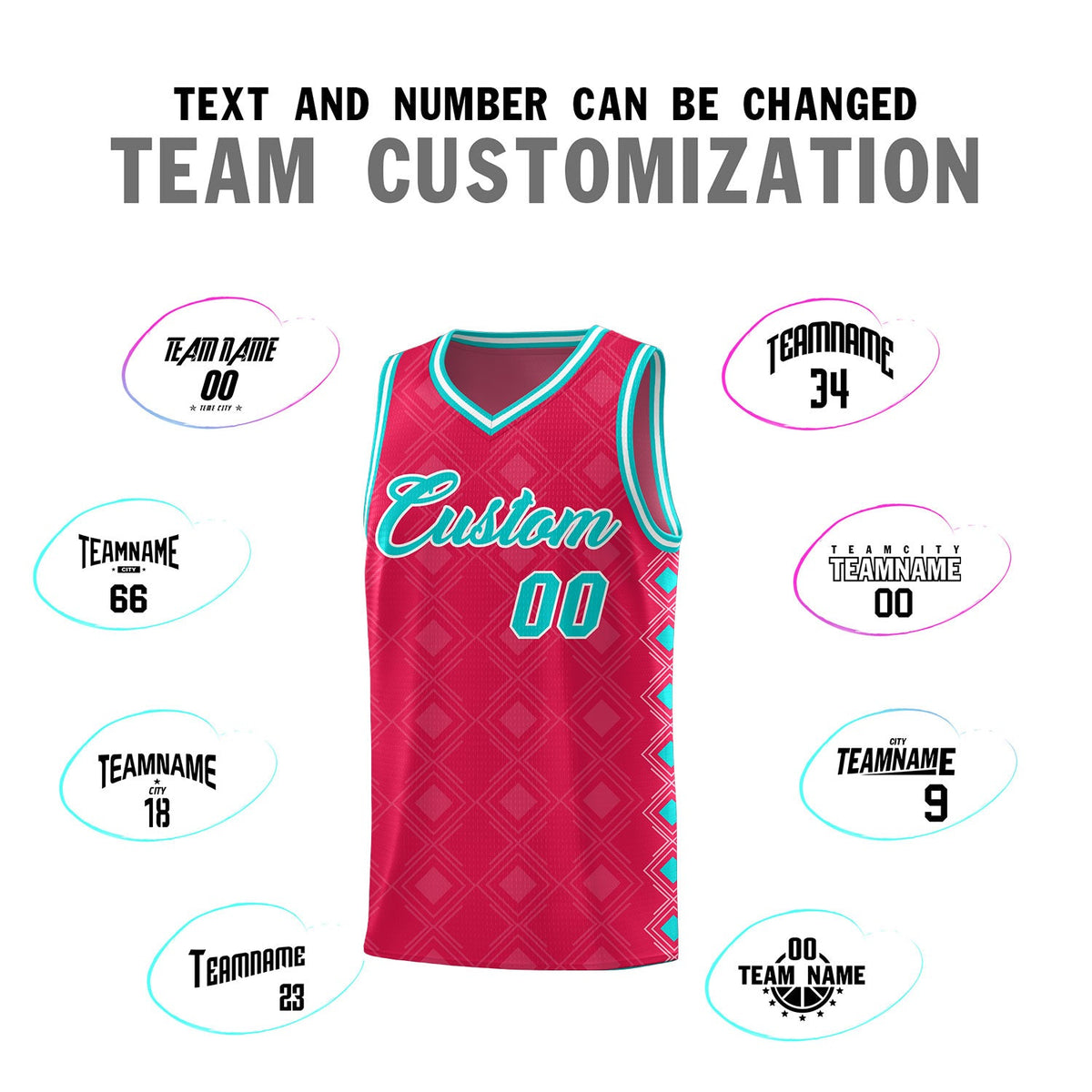 Custom Red Side Blocks Sports Uniform Basketball Jersey