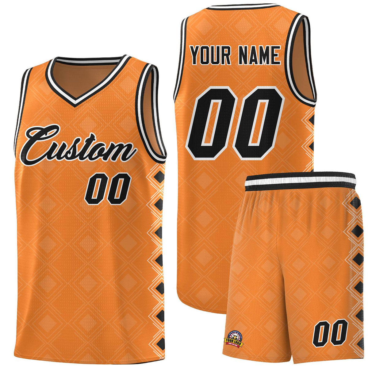 Custom Gold Orange Side Blocks Sports Uniform Basketball Jersey