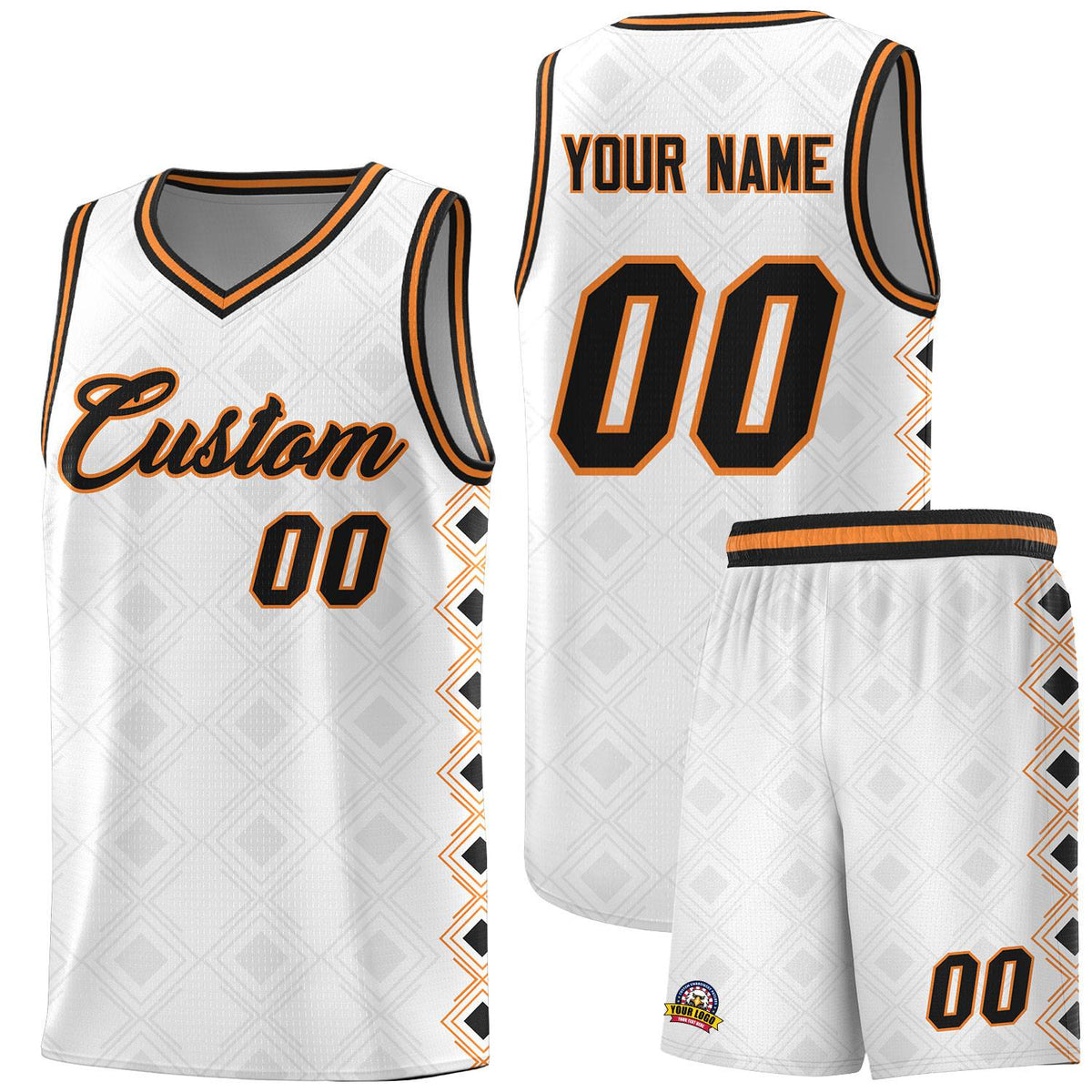 Custom White Side Blocks Sports Uniform Basketball Jersey