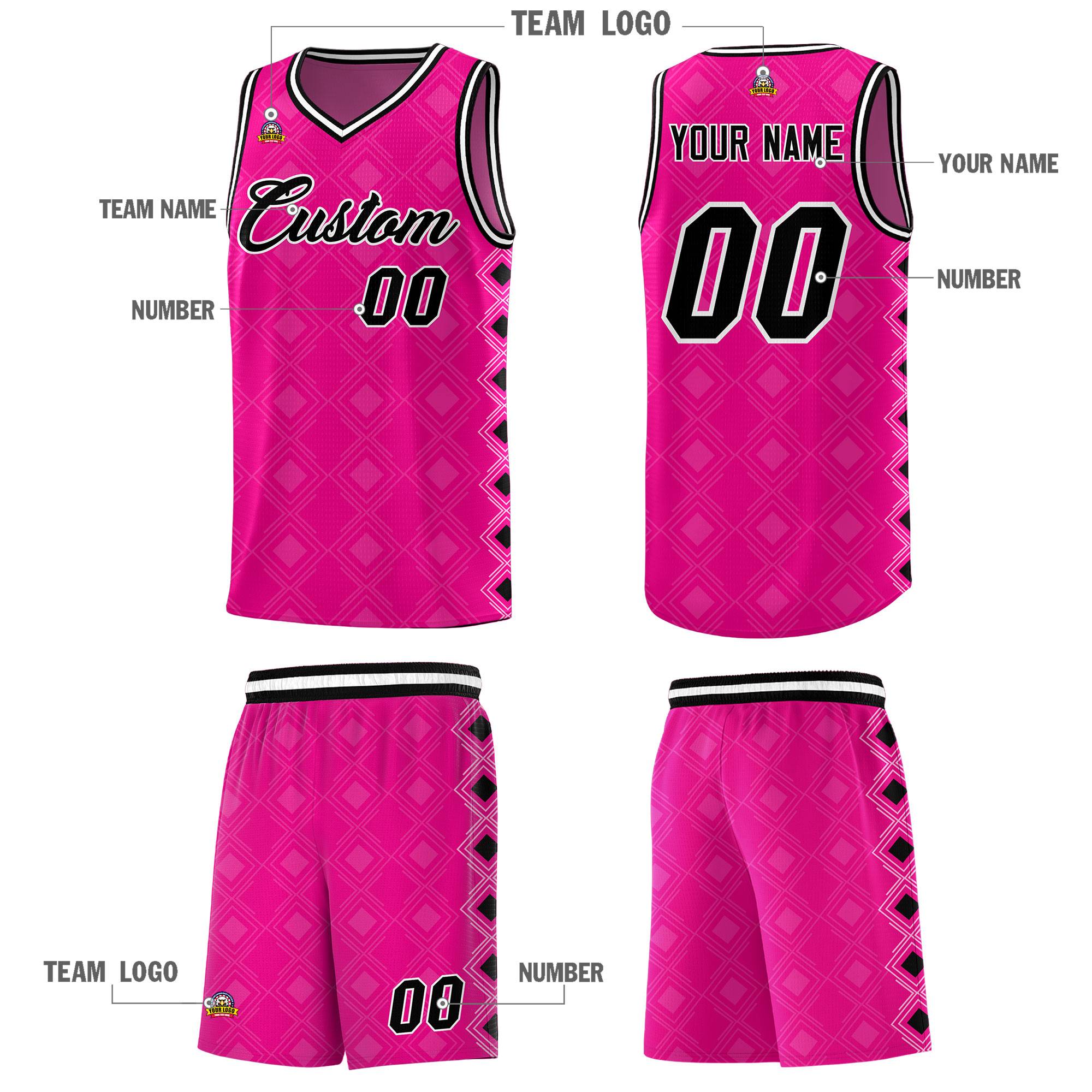 Custom Pink Side Blocks Sports Uniform Basketball Jersey