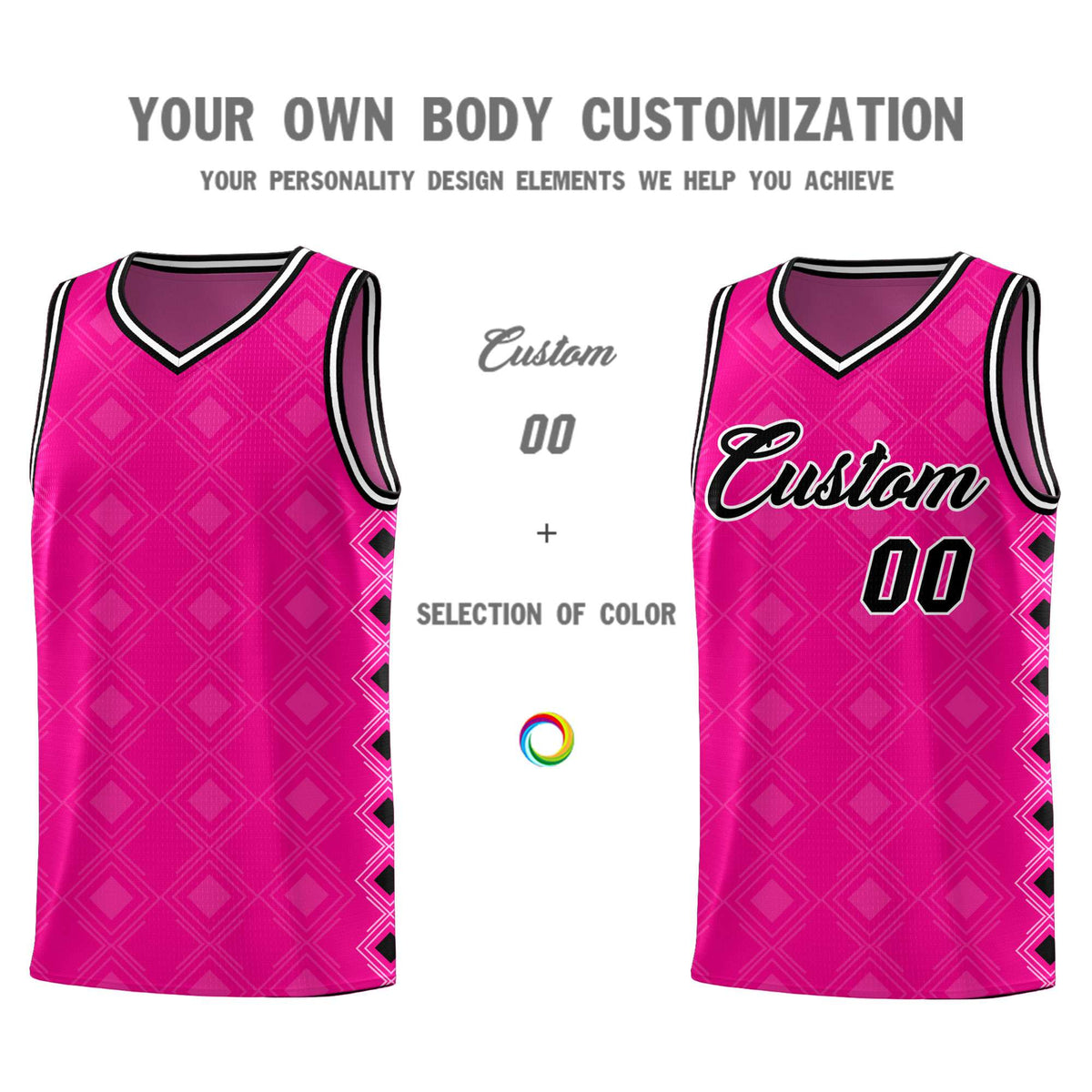 Custom Pink Side Blocks Sports Uniform Basketball Jersey