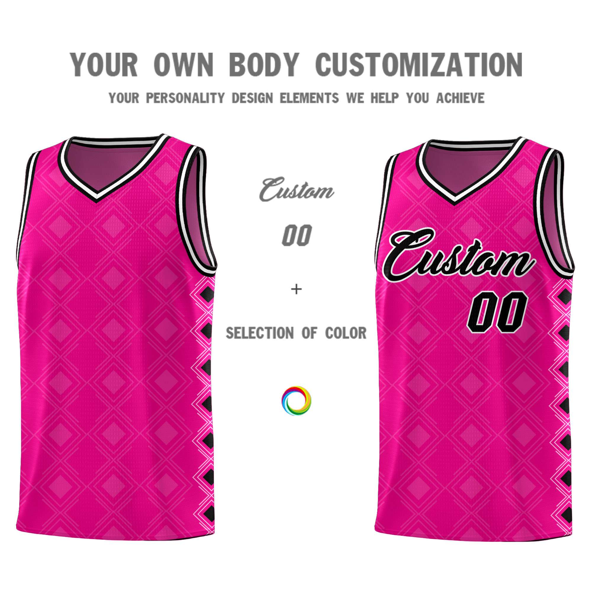 Custom Pink Side Blocks Sports Uniform Basketball Jersey