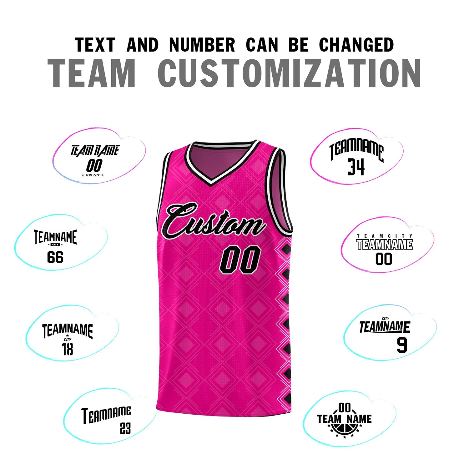 Custom Pink Side Blocks Sports Uniform Basketball Jersey