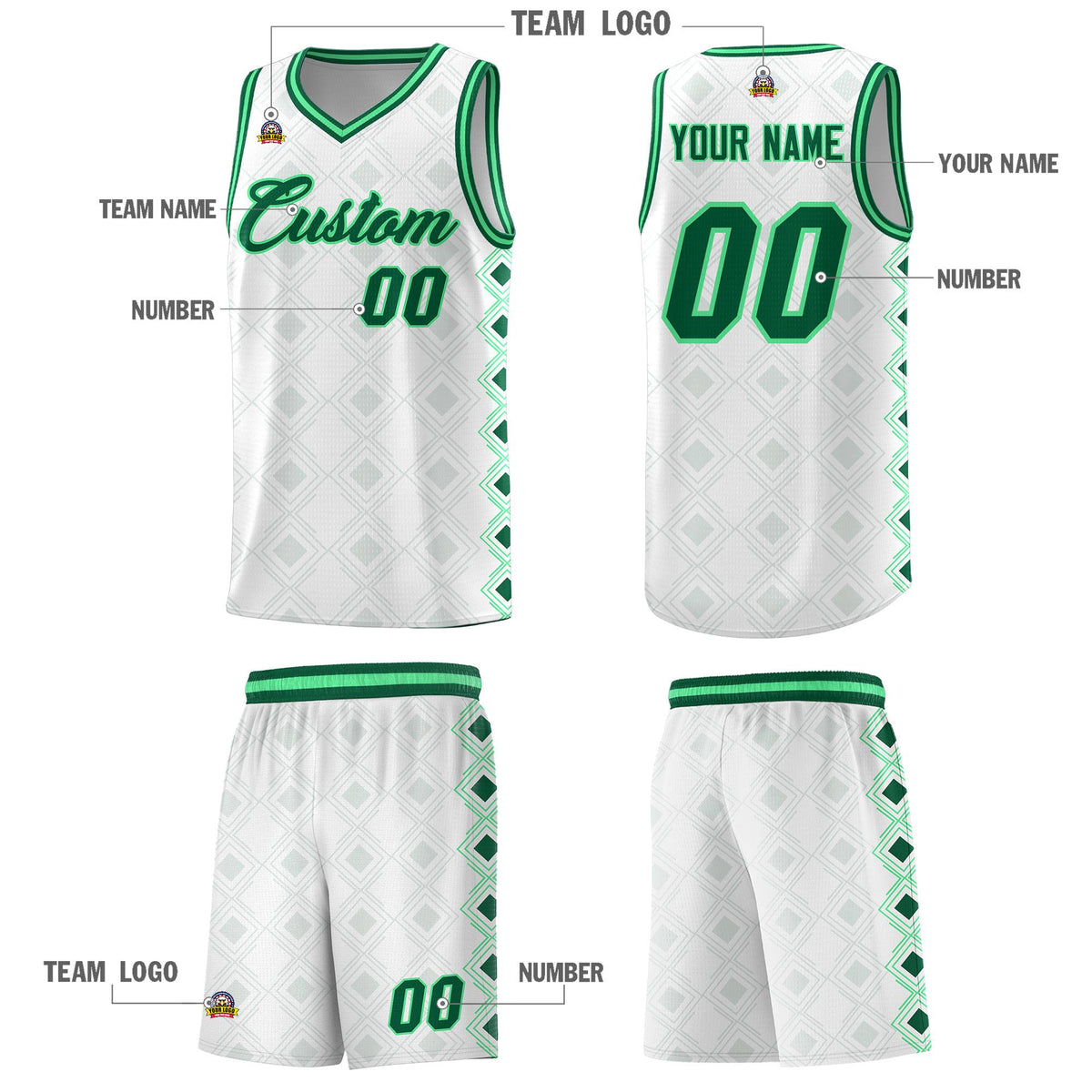 Custom White Side Blocks Sports Uniform Basketball Jersey
