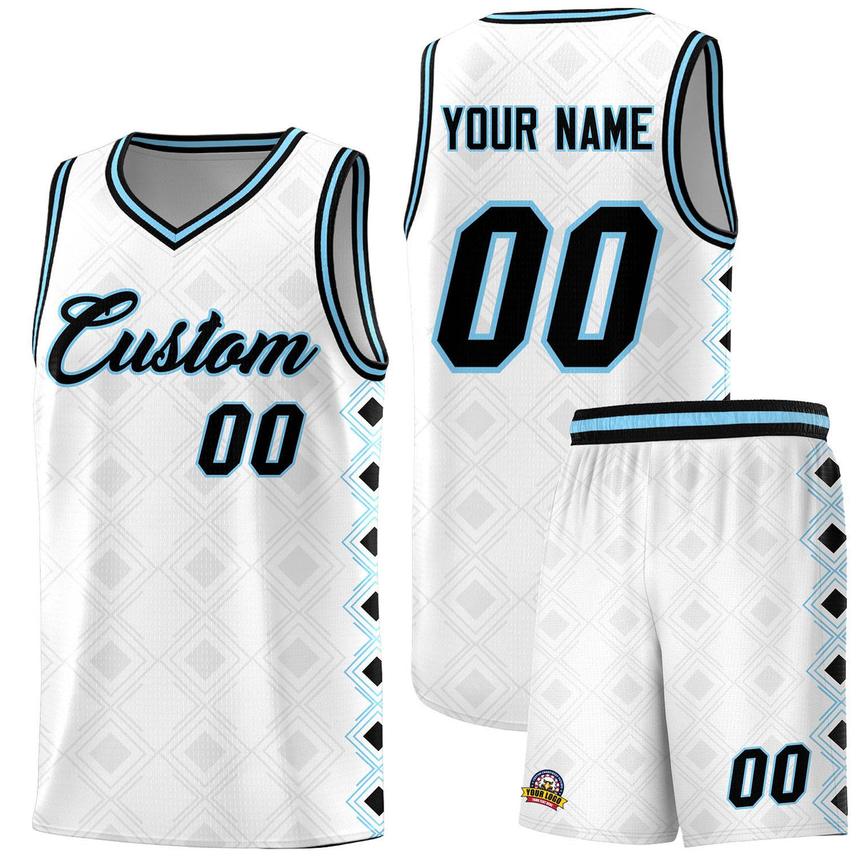 Custom White Side Blocks Sports Uniform Basketball Jersey