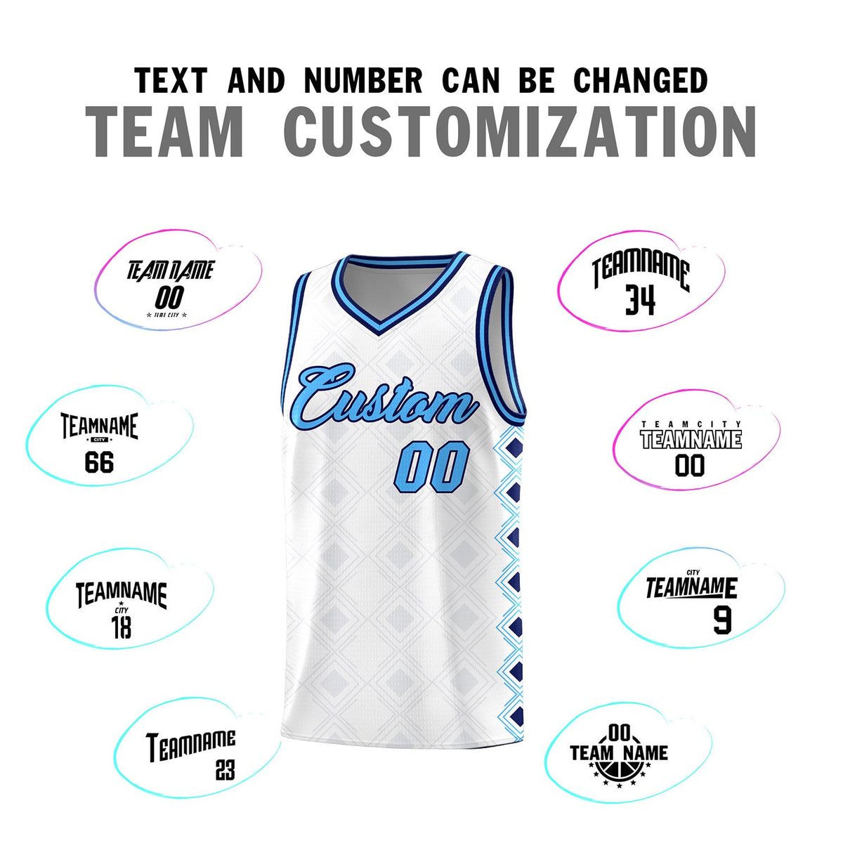 Custom White Side Blocks Sports Uniform Basketball Jersey