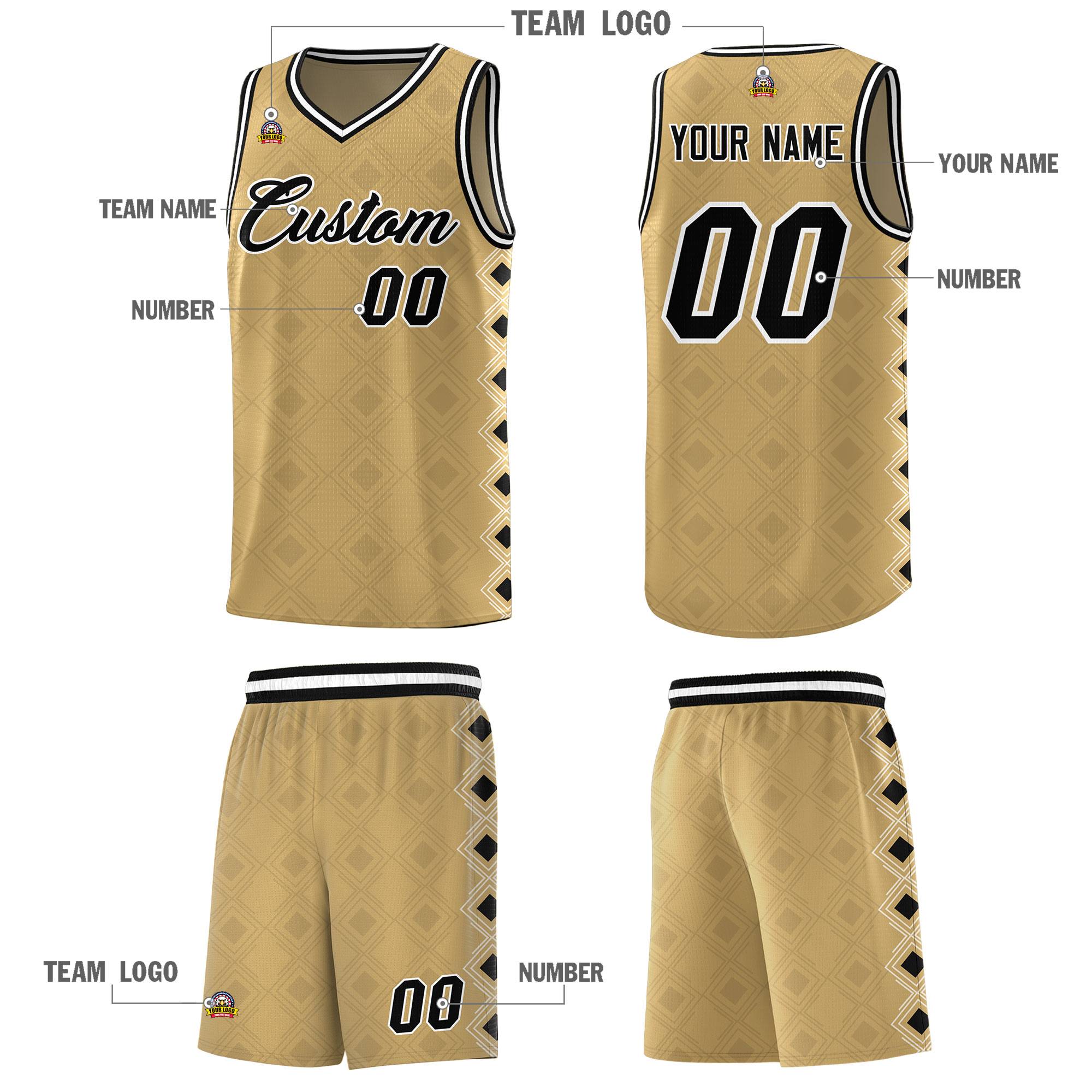 Custom Old Gold Side Blocks Sports Uniform Basketball Jersey