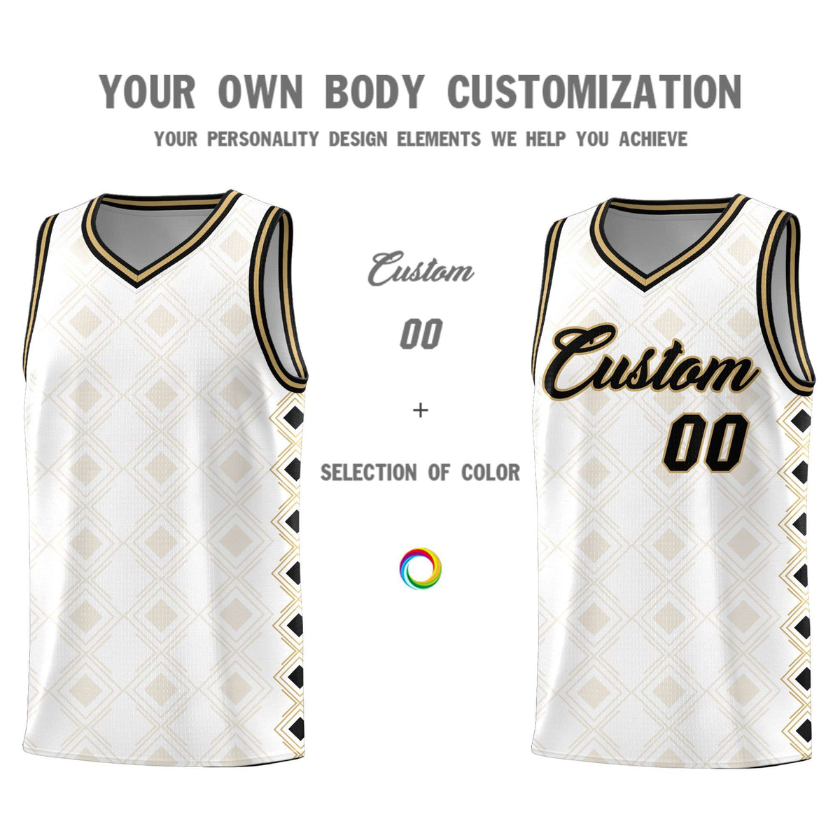 Custom White Side Blocks Sports Uniform Basketball Jersey