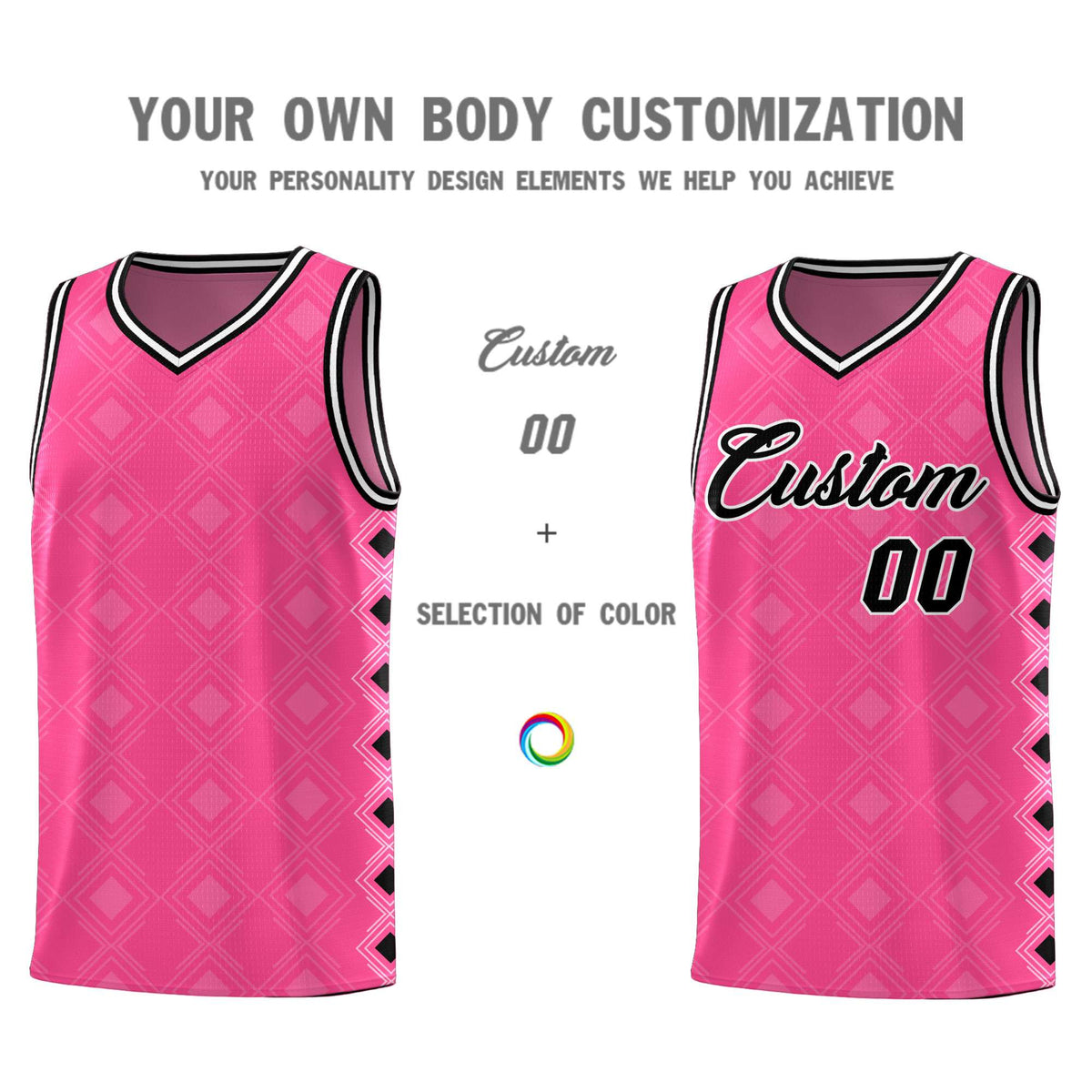 Custom Pink Side Blocks Sports Uniform Basketball Jersey