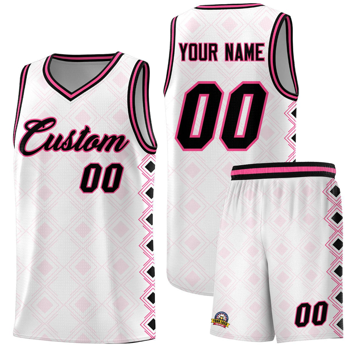 Custom White Side Blocks Sports Uniform Basketball Jersey