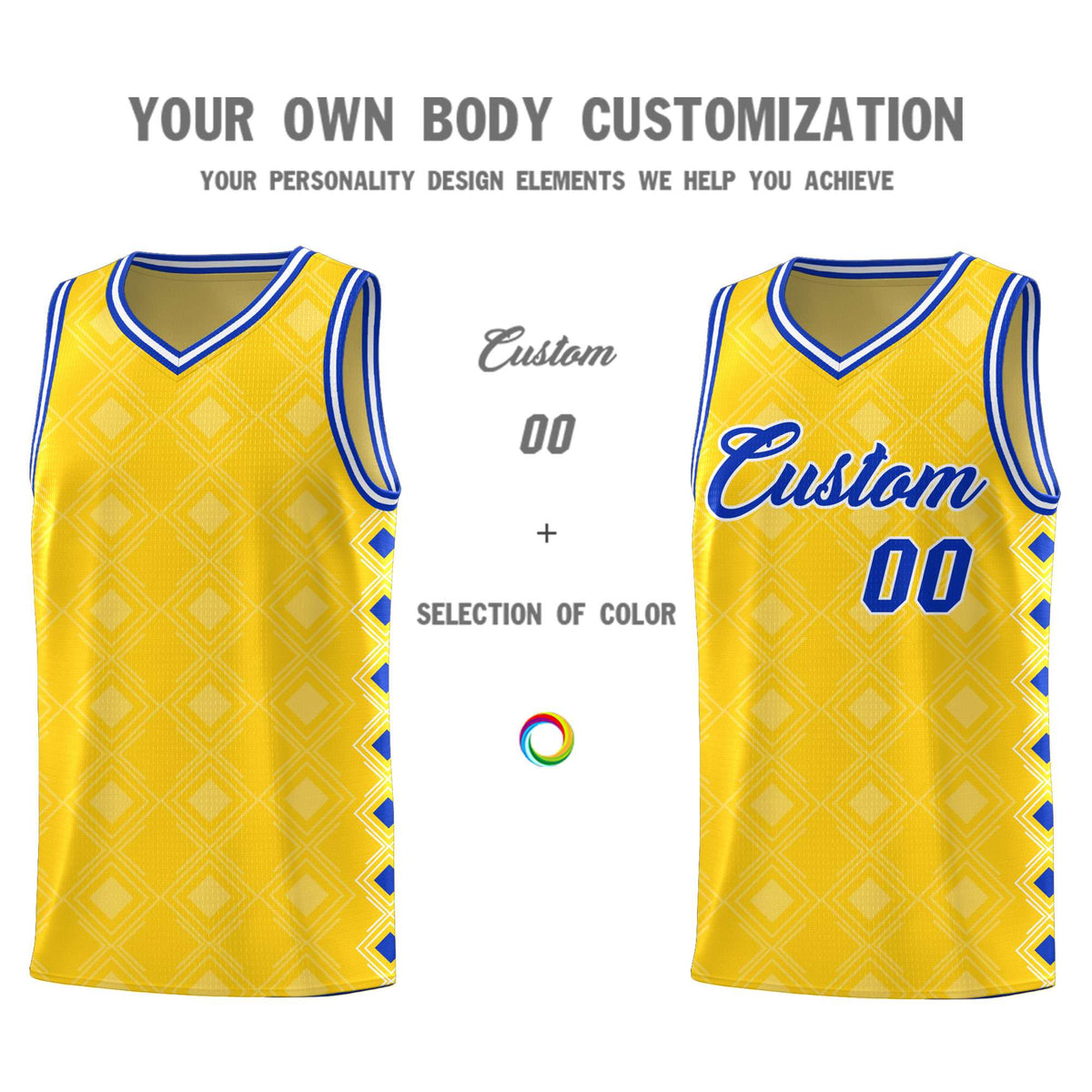 Custom Gold Side Blocks Sports Uniform Basketball Jersey