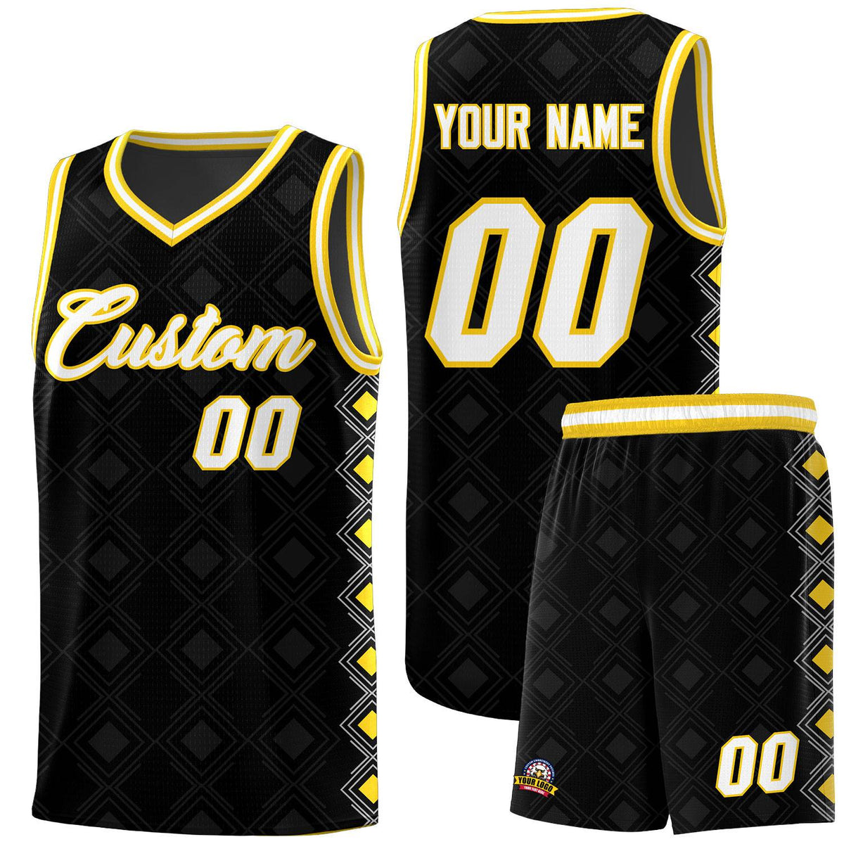 Custom Black Side Blocks Sports Uniform Basketball Jersey