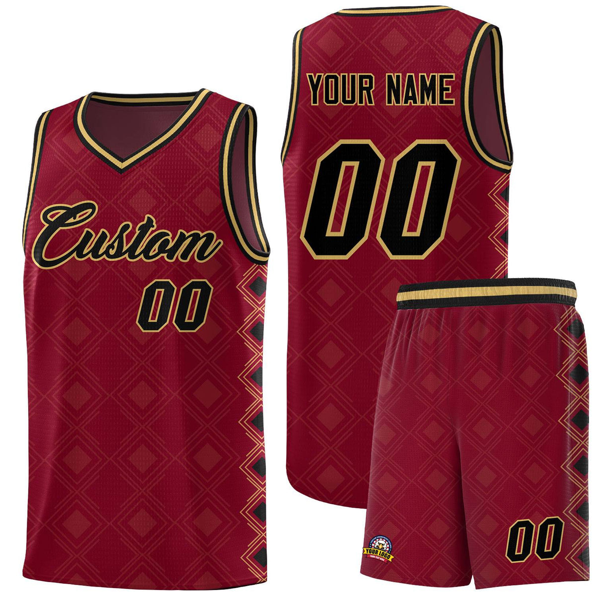 Custom Crimson Side Blocks Sports Uniform Basketball Jersey