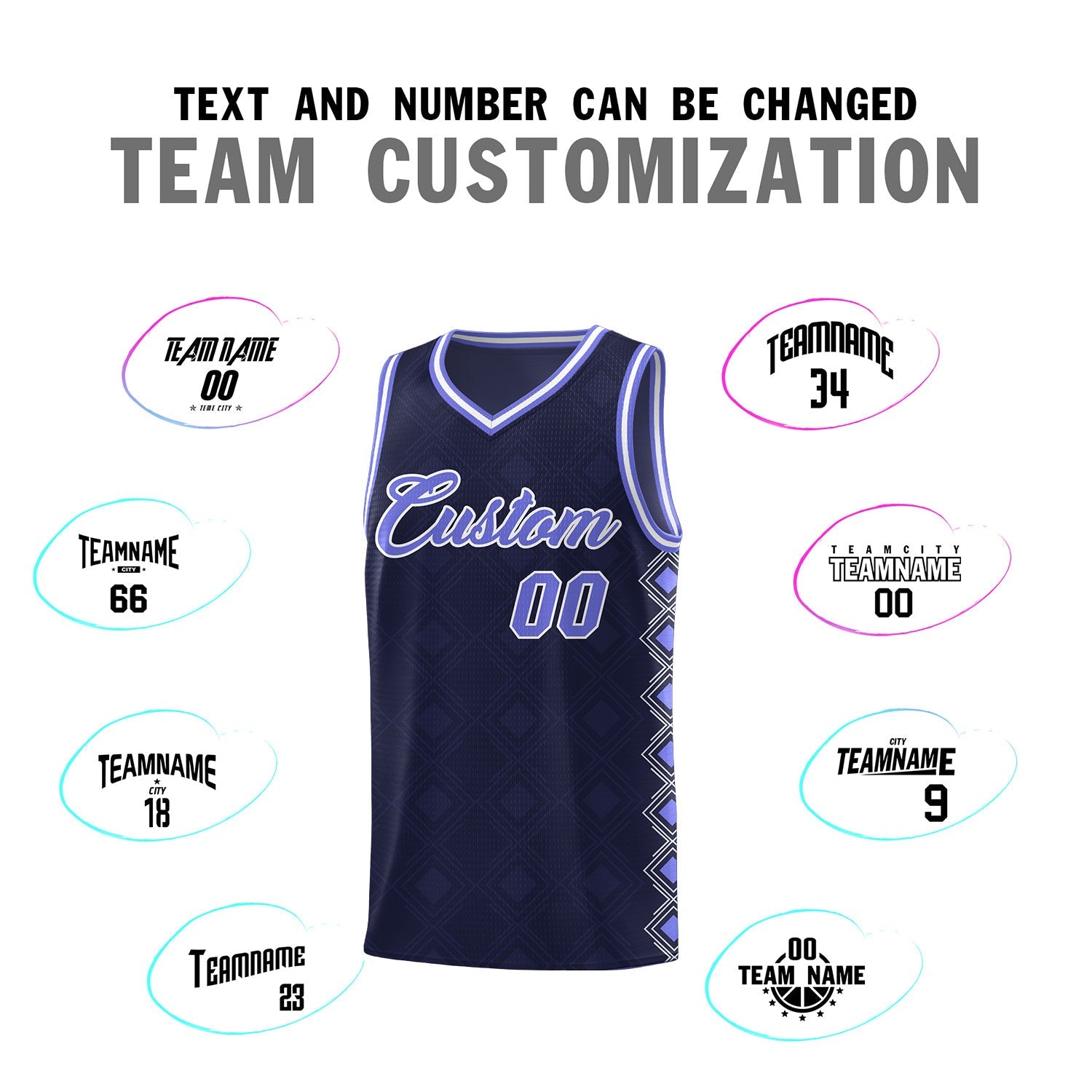 Custom Navy Side Blocks Sports Uniform Basketball Jersey