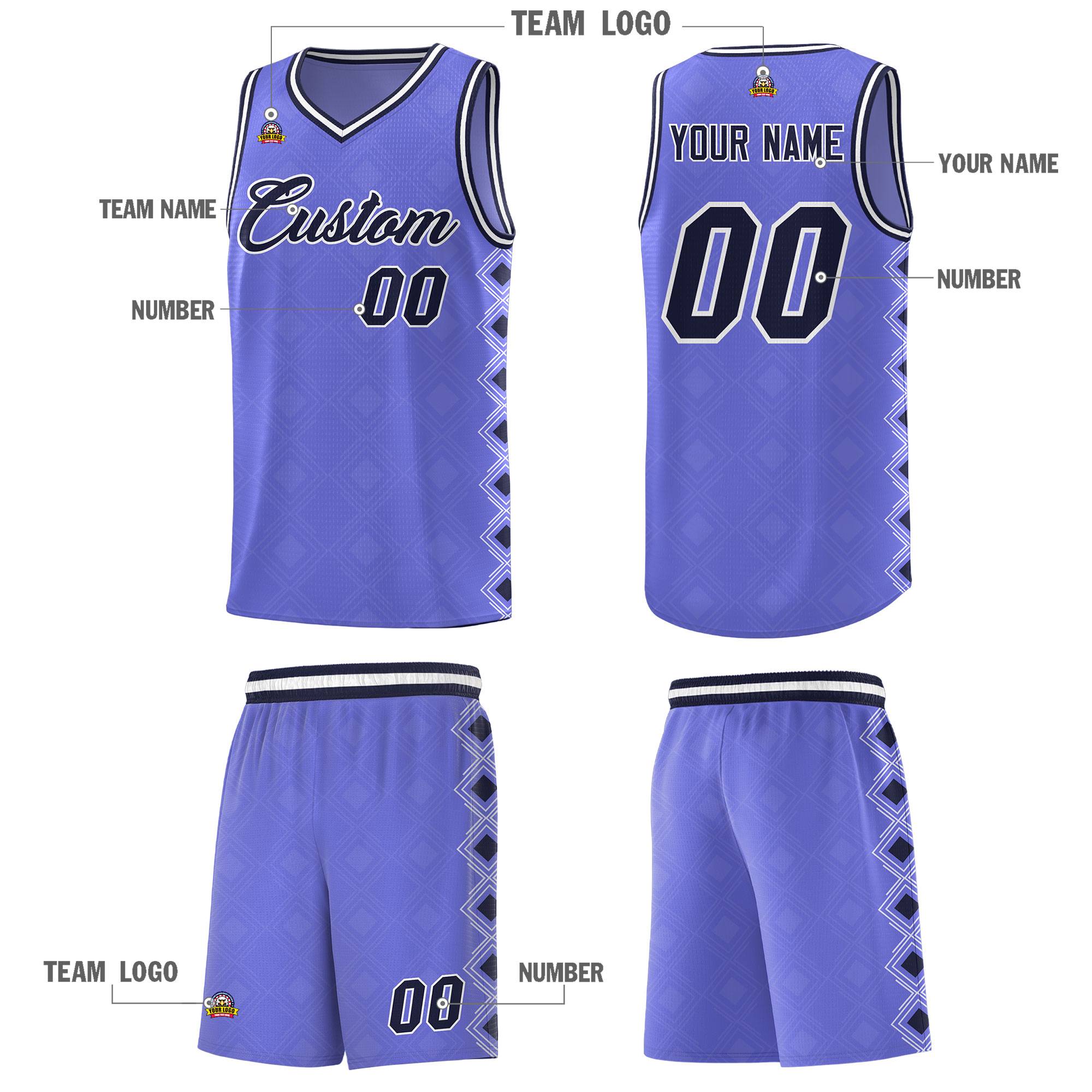 Custom Purple Side Blocks Sports Uniform Basketball Jersey