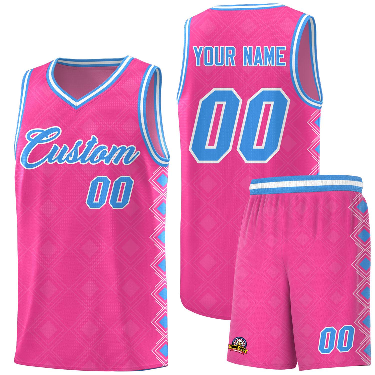 Custom Pink Side Blocks Sports Uniform Basketball Jersey