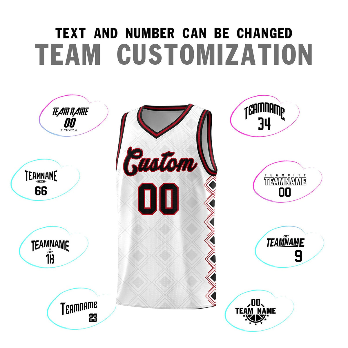 Custom White Side Blocks Sports Uniform Basketball Jersey