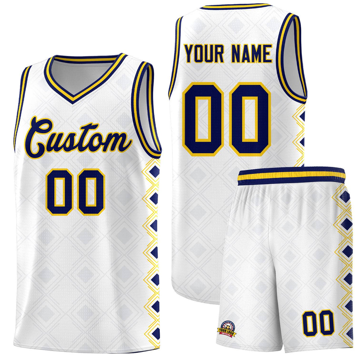 Custom White Side Blocks Sports Uniform Basketball Jersey