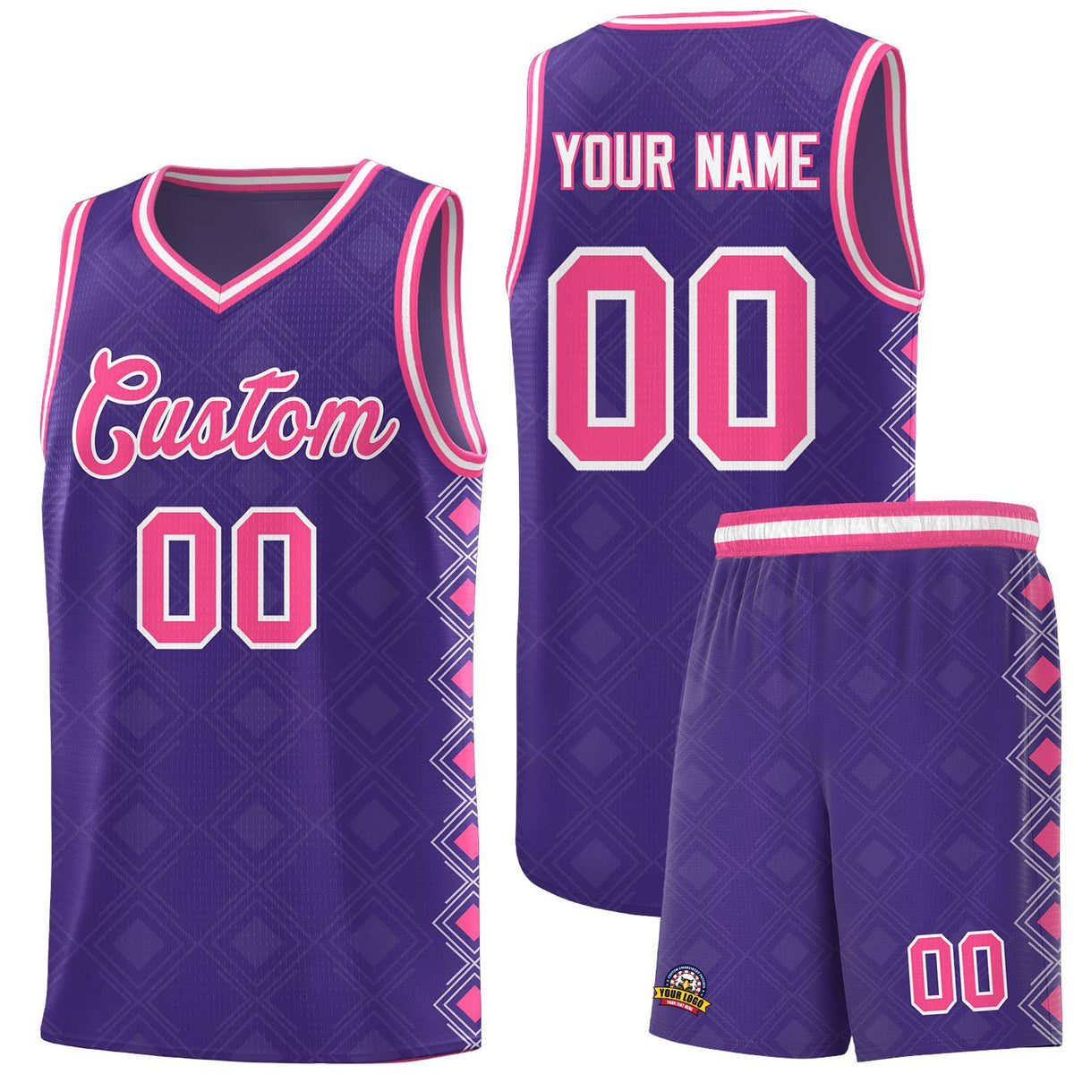 Custom Purple Side Blocks Sports Uniform Basketball Jersey