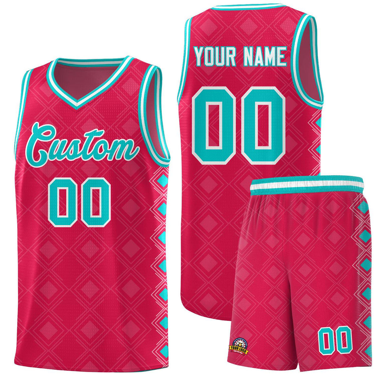 Custom Red Side Blocks Sports Uniform Basketball Jersey