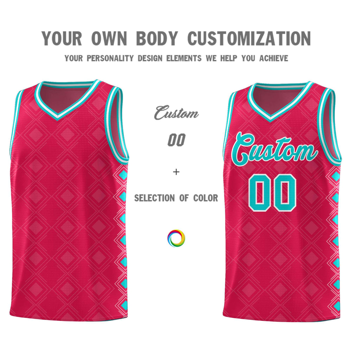Custom Red Side Blocks Sports Uniform Basketball Jersey