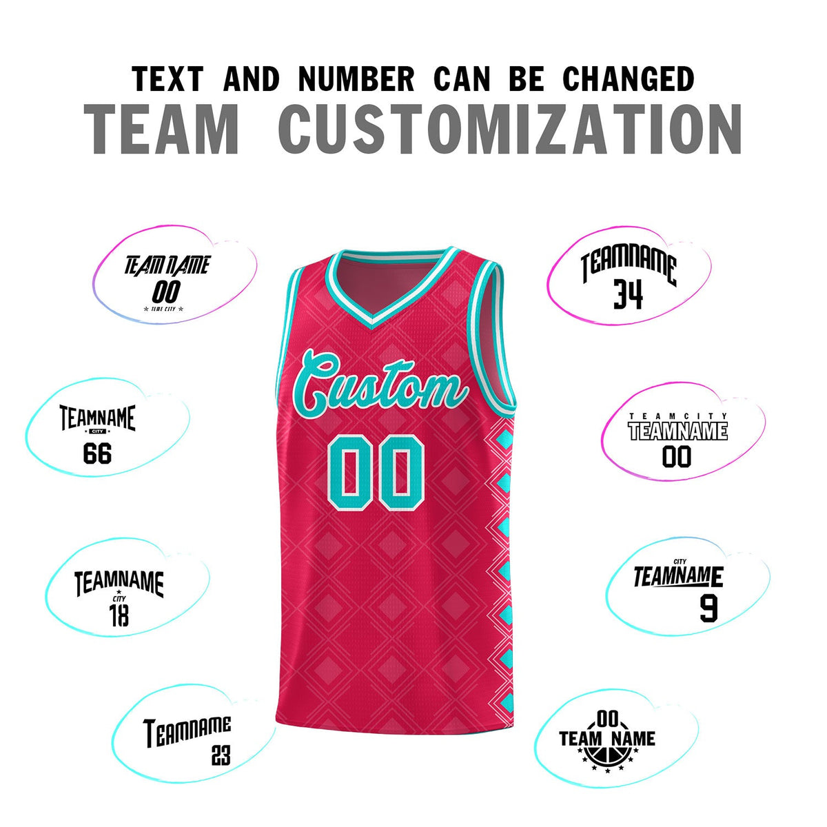 Custom Red Side Blocks Sports Uniform Basketball Jersey