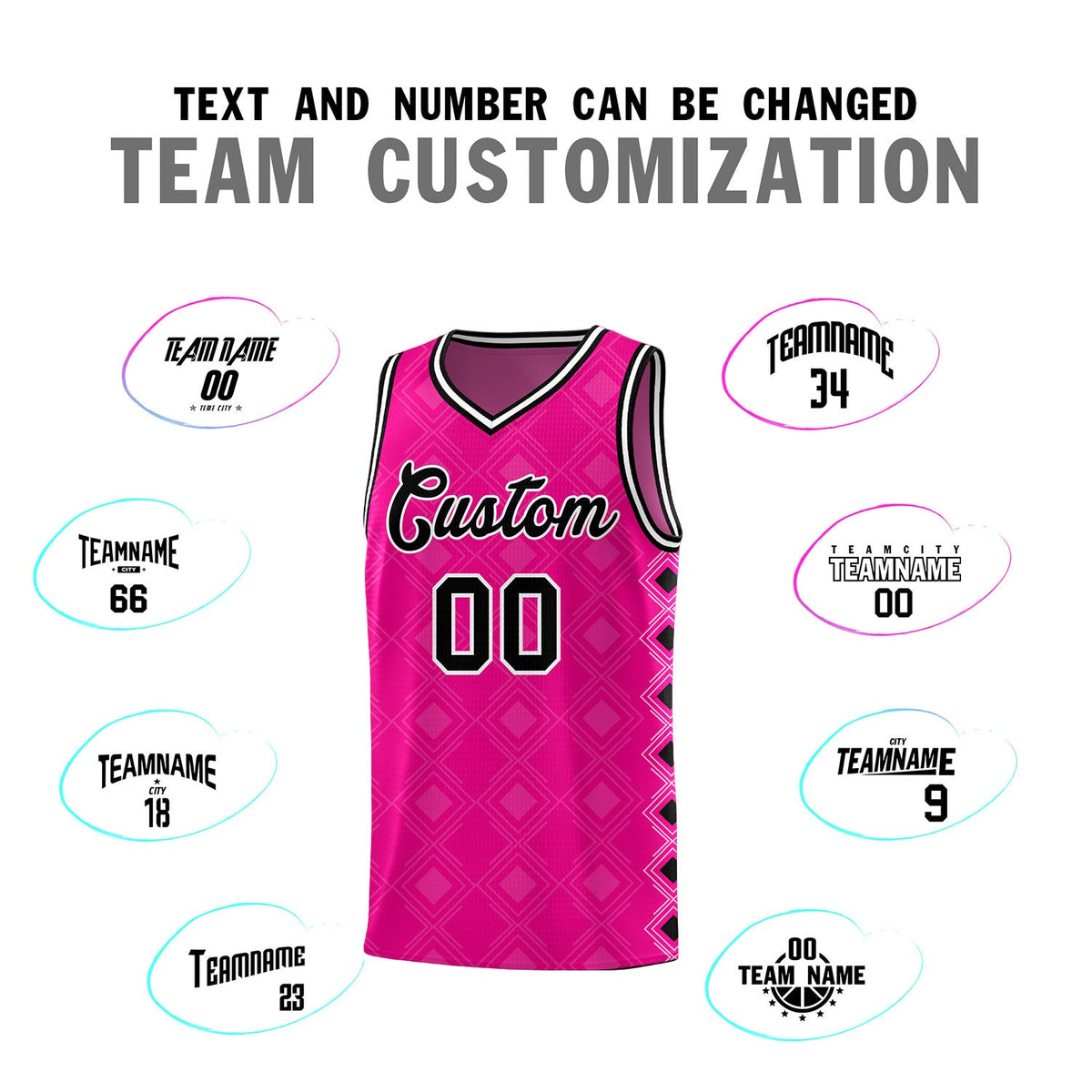 Custom Pink Side Blocks Sports Uniform Basketball Jersey