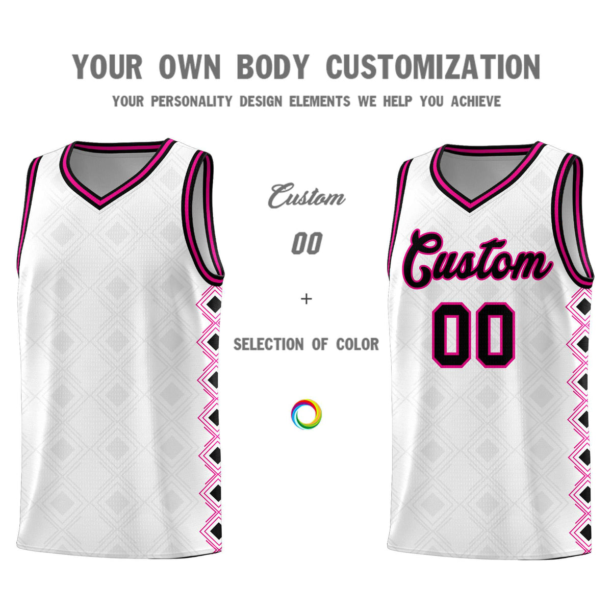 Custom White Side Blocks Sports Uniform Basketball Jersey