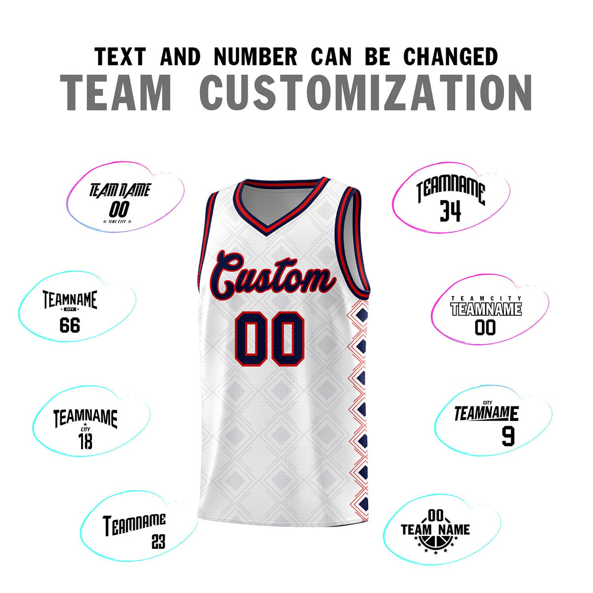 Custom White Side Blocks Sports Uniform Basketball Jersey