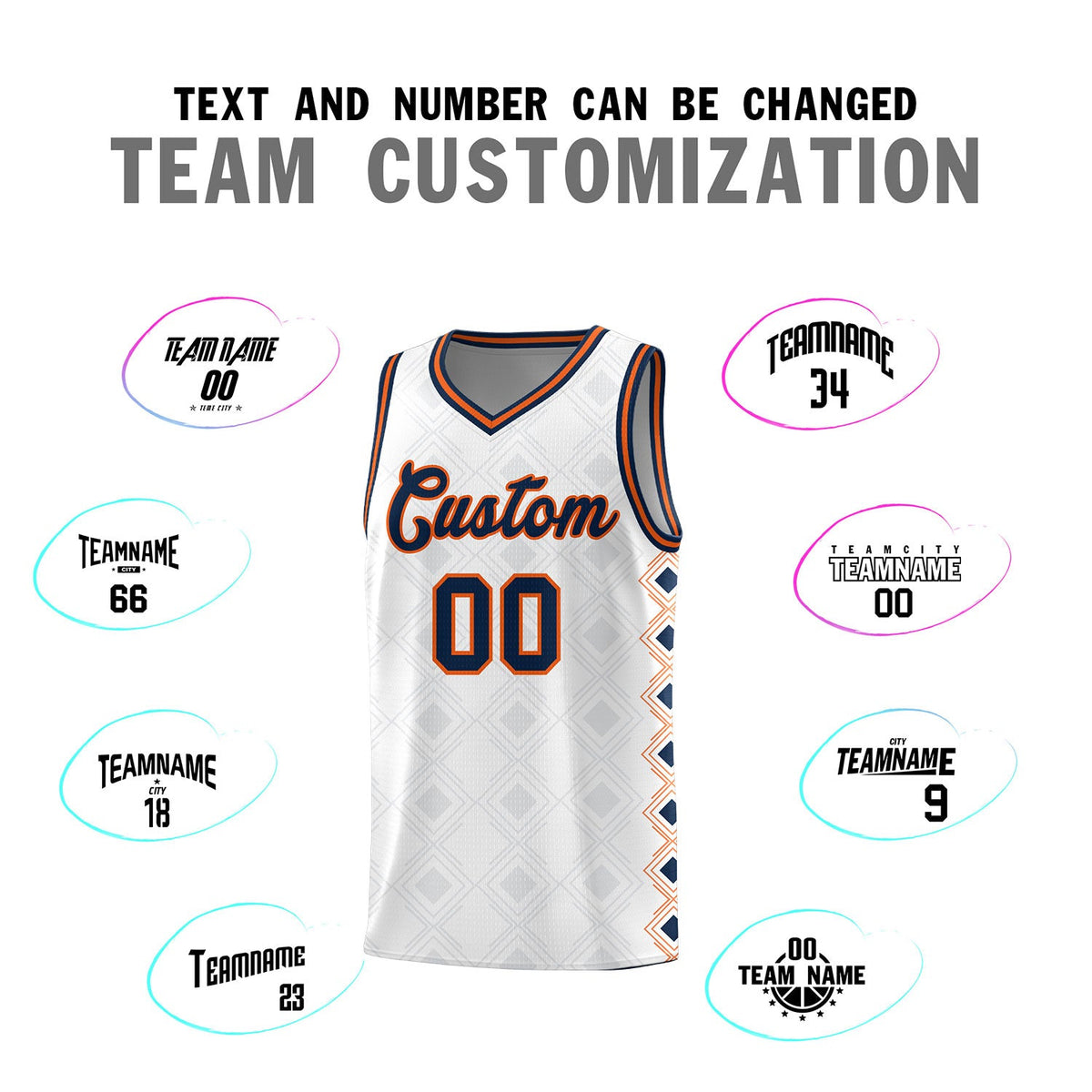 Custom White Side Blocks Sports Uniform Basketball Jersey