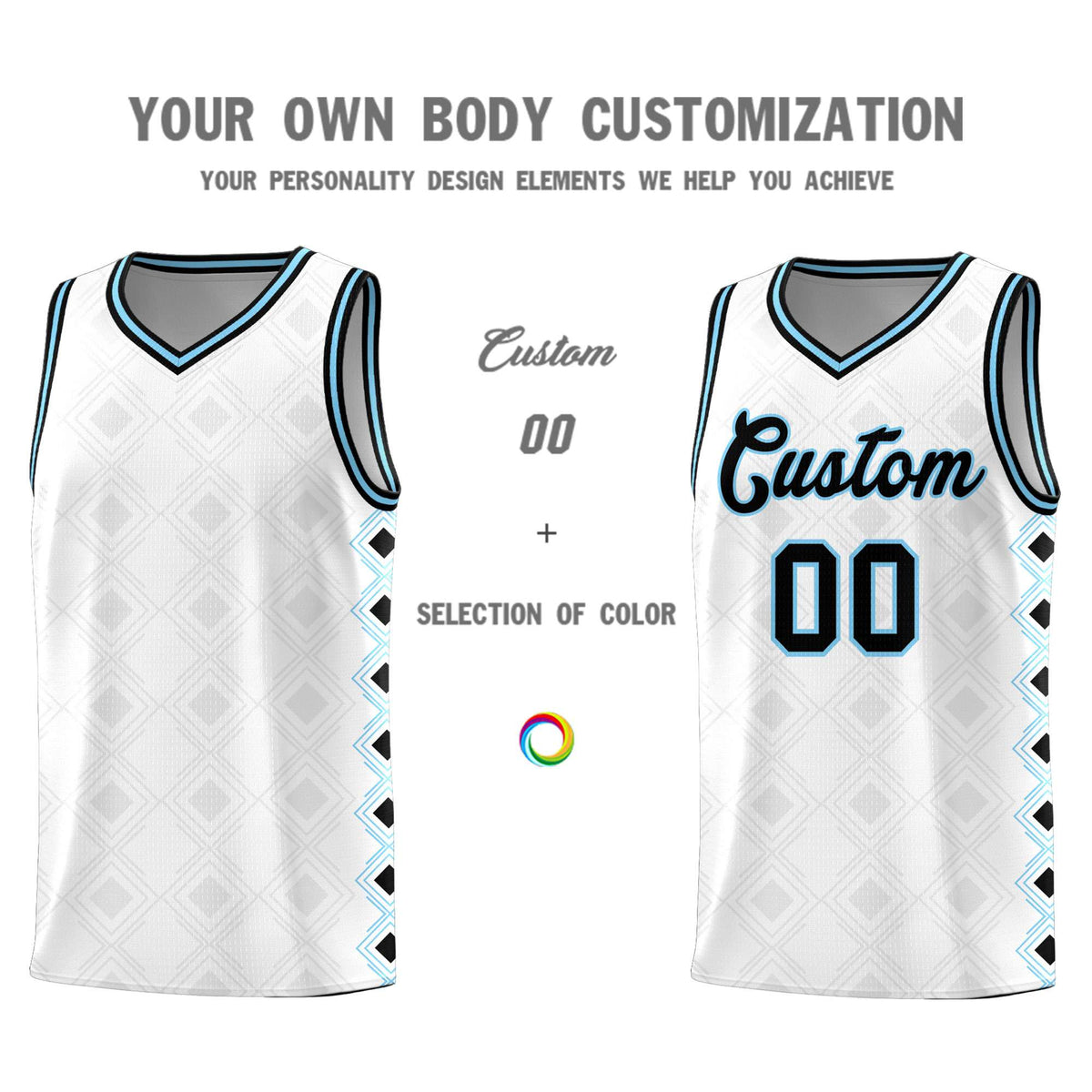 Custom White Side Blocks Sports Uniform Basketball Jersey