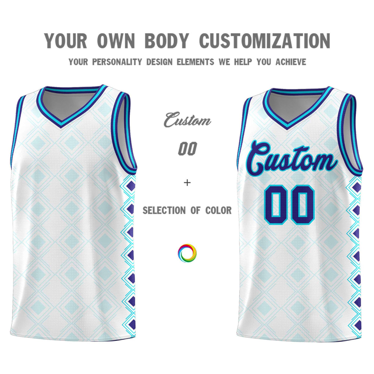 Custom White Side Blocks Sports Uniform Basketball Jersey
