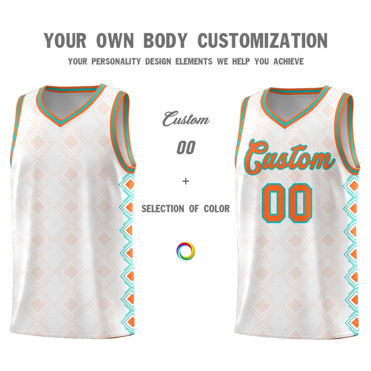 Custom White Side Blocks Sports Uniform Basketball Jersey