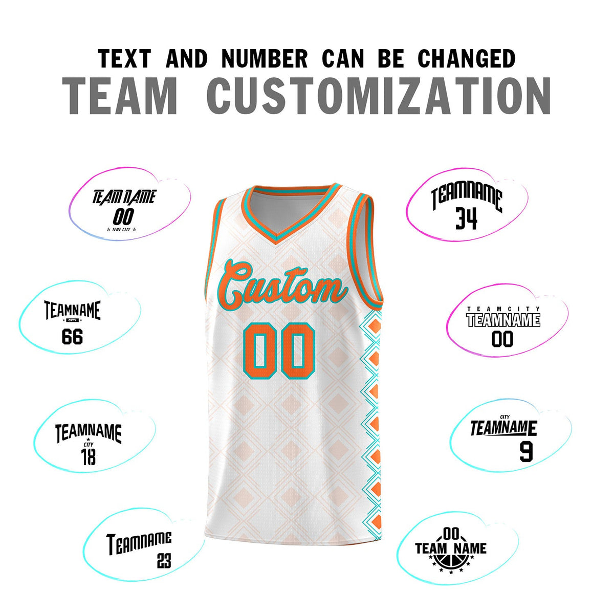 Custom White Side Blocks Sports Uniform Basketball Jersey