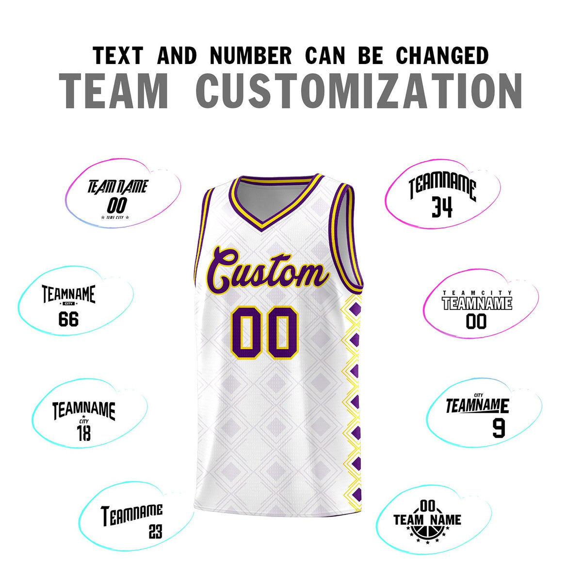 Custom White Side Blocks Sports Uniform Basketball Jersey
