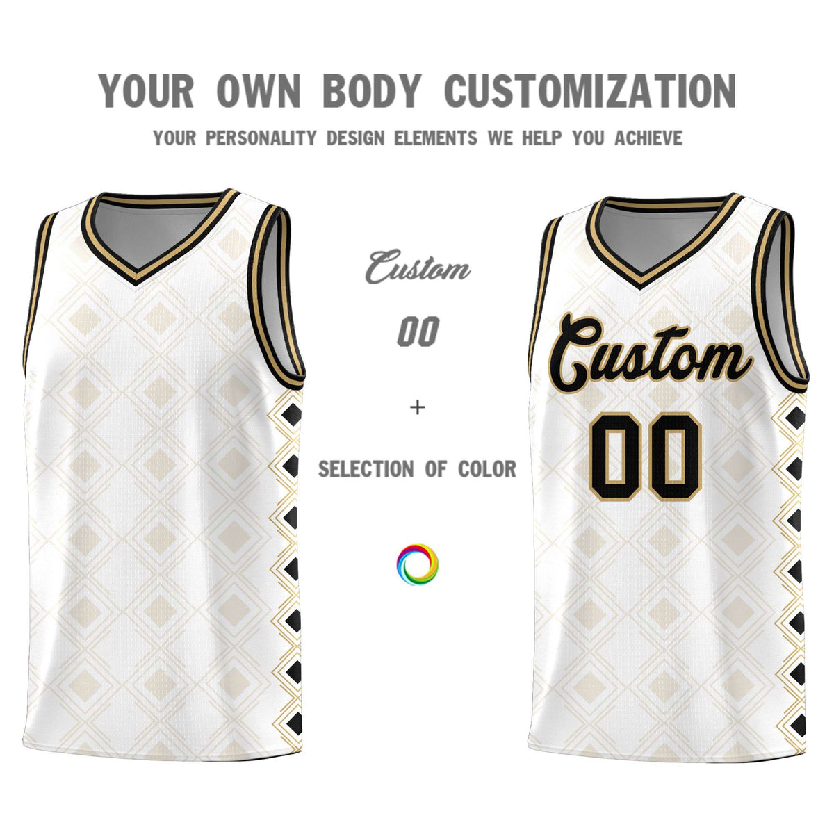 Custom White Side Blocks Sports Uniform Basketball Jersey