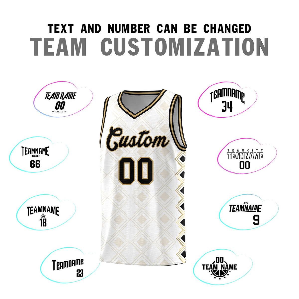 Custom White Side Blocks Sports Uniform Basketball Jersey