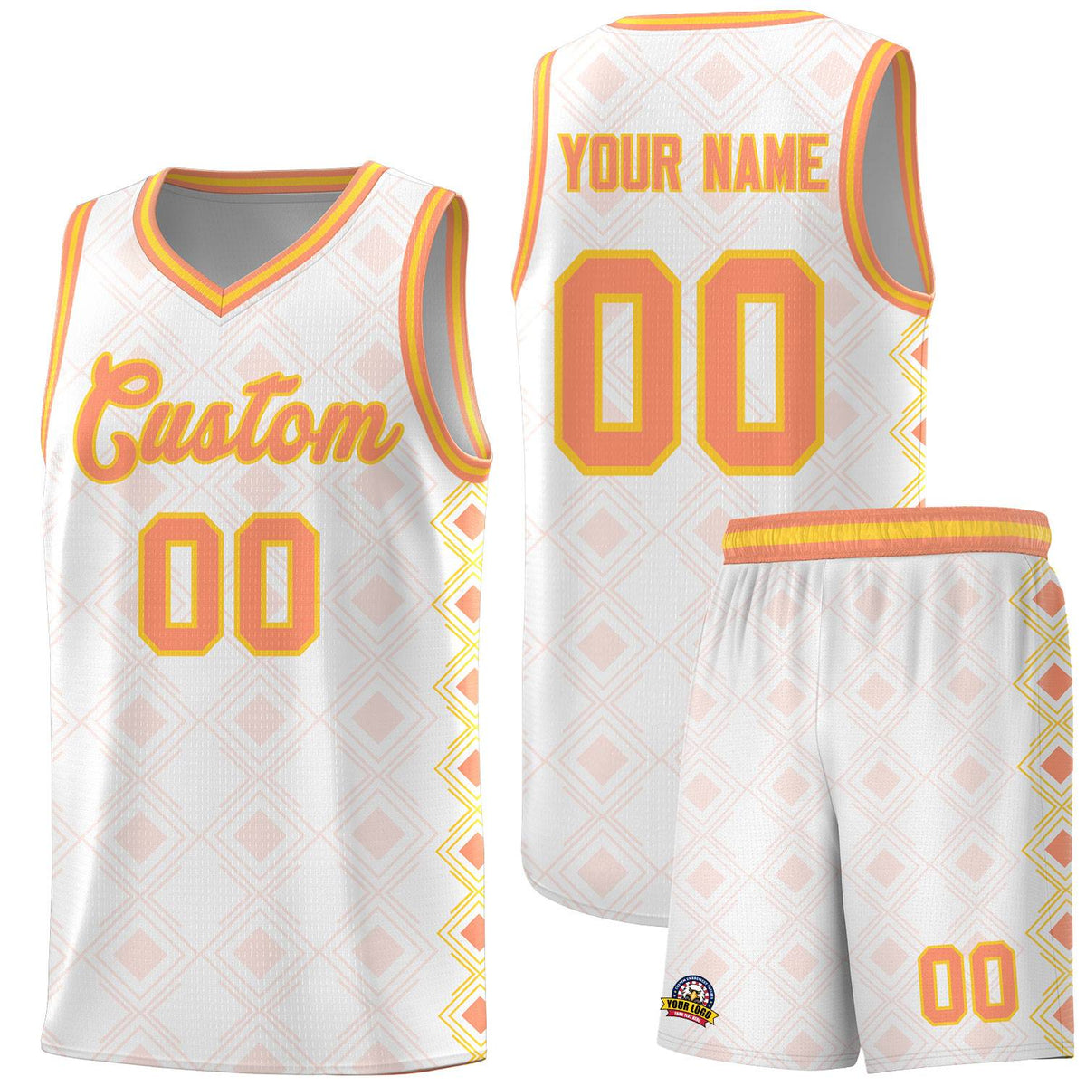 Custom White Side Blocks Sports Uniform Basketball Jersey