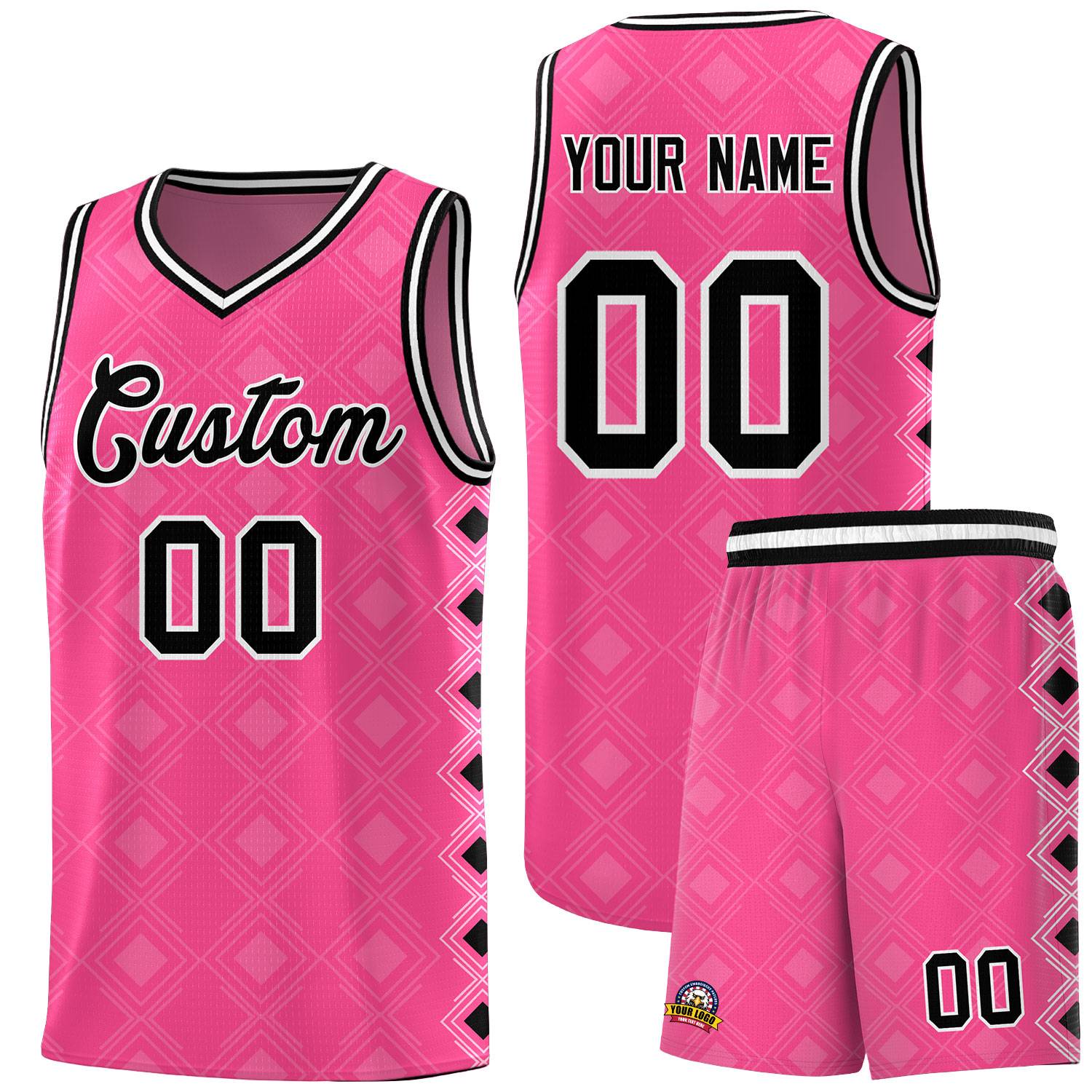 Custom Pink Side Blocks Sports Uniform Basketball Jersey