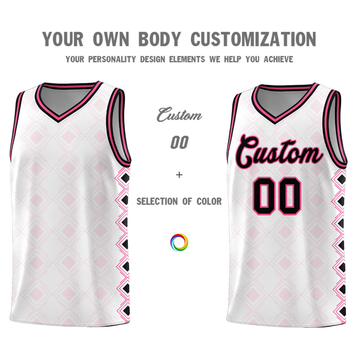 Custom White Side Blocks Sports Uniform Basketball Jersey