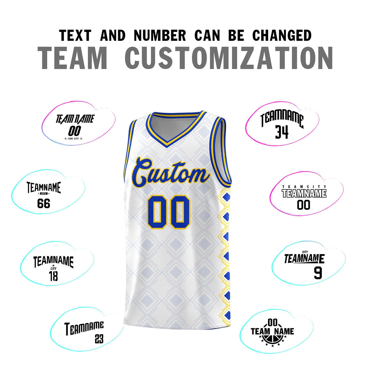Custom White Side Blocks Sports Uniform Basketball Jersey