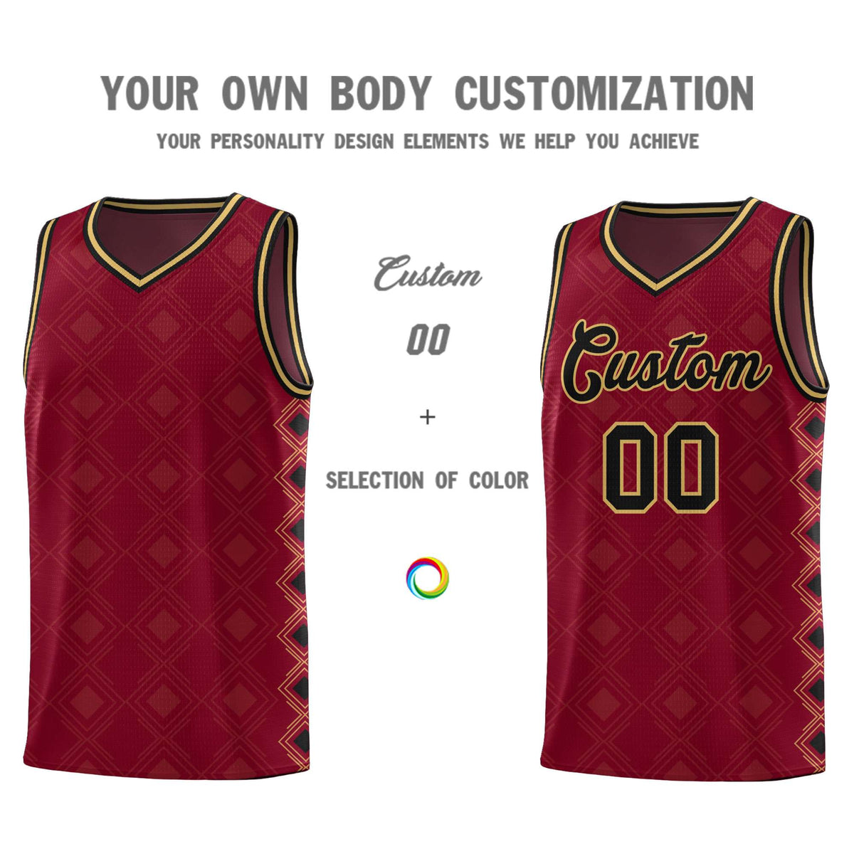 Custom Crimson Side Blocks Sports Uniform Basketball Jersey