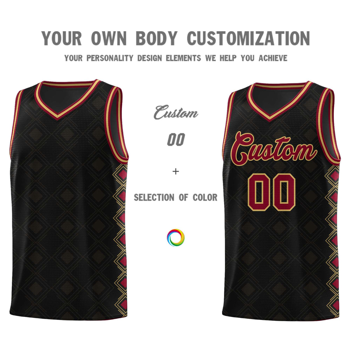 Custom Black Side Blocks Sports Uniform Basketball Jersey