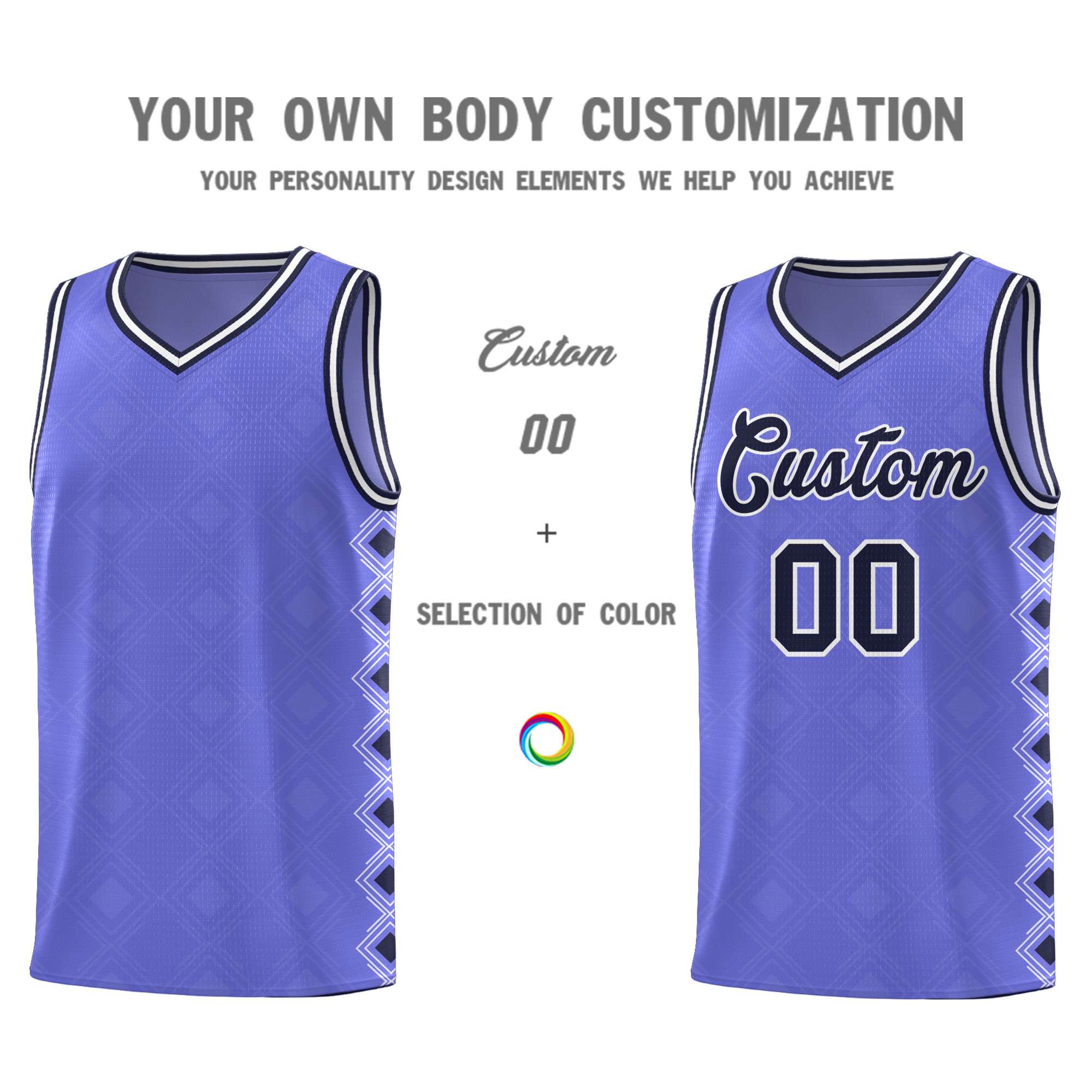 Custom Purple Side Blocks Sports Uniform Basketball Jersey