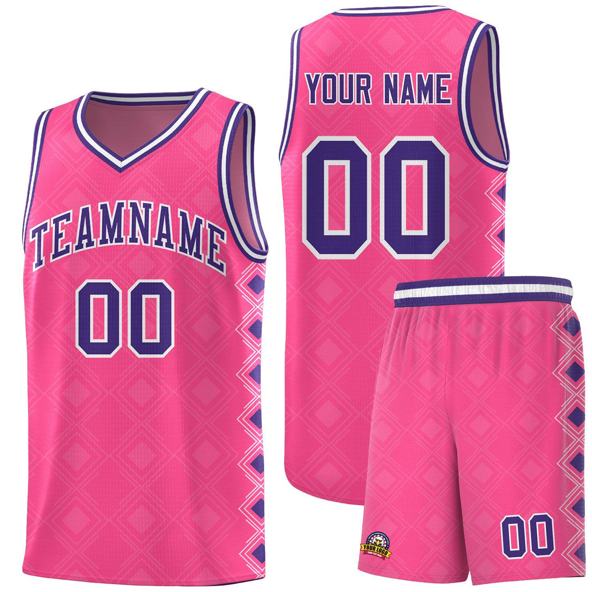 Custom Pink Side Blocks Sports Uniform Basketball Jersey